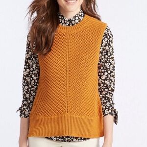 LL Bean signature sweater vest 100% cotton orange XS